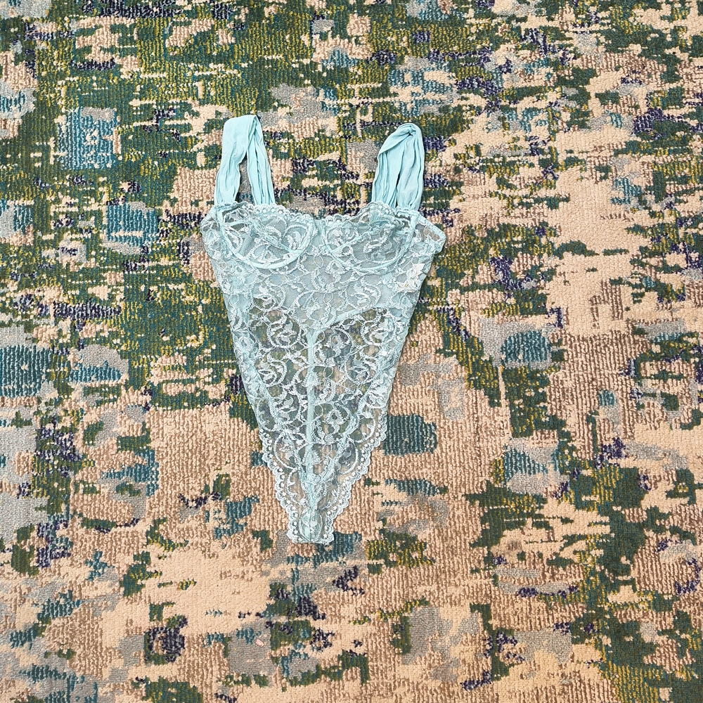 Victoria's Secret Light Blue Lace Bodysuit